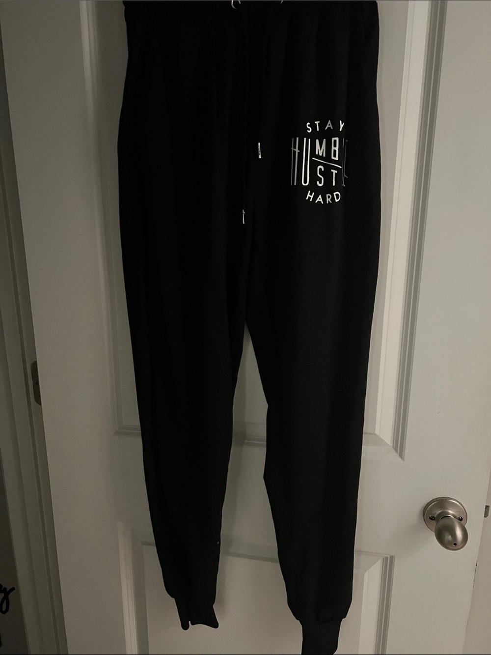 Black Jogger Track Pants with White Logo